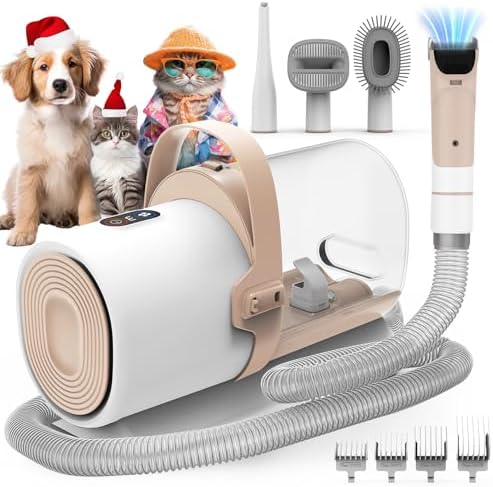 FIXR Dog Grooming Vacuum, Pet Grooming Kit with Dog Clippers, 2.5L Dust Cup 11000Pa Dogs Vacuum for Shedding Grooming, 5 Grooming Tools Home Cleaning in 1, Low Noise Pet Grooming Vacuum for Dogs by FIXR