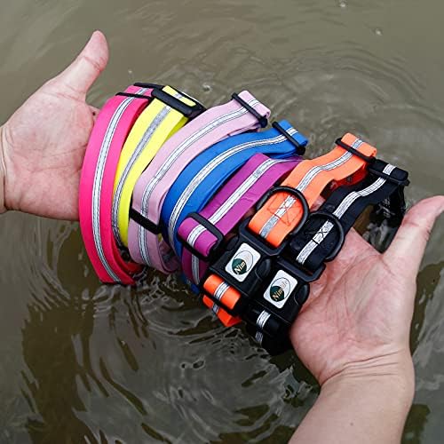 Nimble Reflective Waterproof Dog Collar Adjustable Odor Resistant Easy Clean Pet Collar for Small Medium Large Dogs Night Walking Outdoor Rainy Use (Large (15.35”-24.8”inches), Lavender) - Image 5