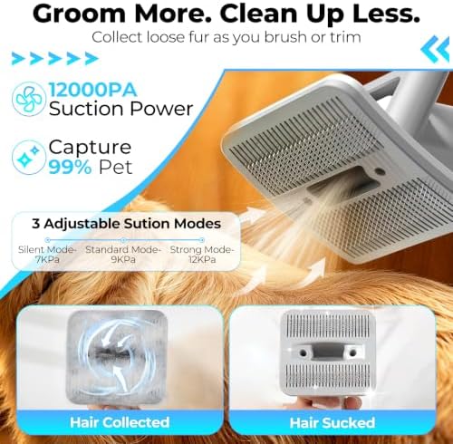 Dog Grooming Vacuum Kit, 5-in-1 Pet Hair Vacuum with Clipper - Image 3