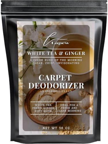 Lapew White Tea & Ginger Carpet Deodorizer Powder - Pet Safe Freshener for Vacuuming | Scented Odor Eliminator for Home | 36 oz by Lapew
