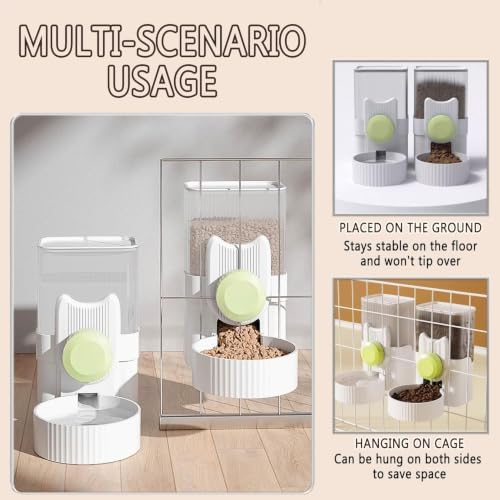 kathson Rabbit Feeder,Bunny Water Bottle Dispenser,Pet Cage Food Bowl,Green - Image 5