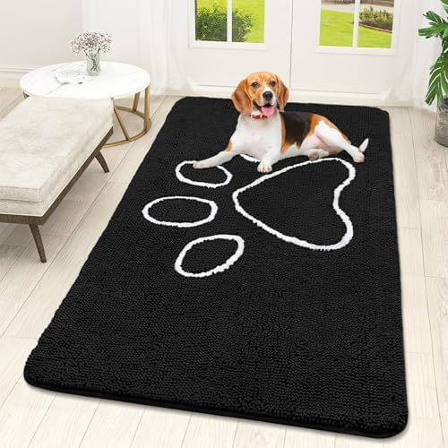 OLANLY Dog Door Mat for Muddy Paws 59x32, Paw Print Design Chenille Mud Mat by OLANLY