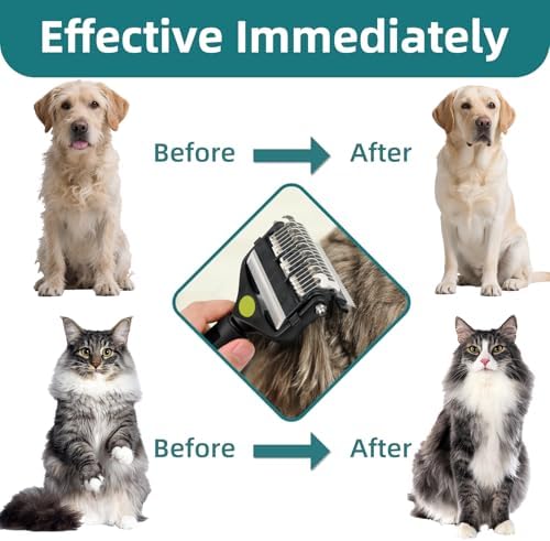 3-IN-1 Pet Grooming Tool - Undercoat Rake, Dematting Comb & Deshedding Brush for Cats, Dogs, Horses - Removes Mats, Tangles & Loose Fur, Reduces Shedding & Prevents Hair Mess (Green) - Image 5