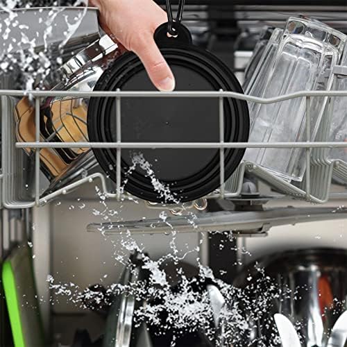 Dog Bowl Pet Collapsible Bowls, 2 Pack Collapsible Dog Water Bowls for Cats Dogs, Portable Pet Feeding Watering Dish for Walking Parking Traveling with 2 Carabiners (Small, Black+Black) - Image 6