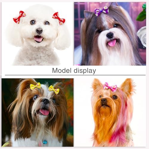 20Pcs/10 Pairs Daisy Yorkie Dog Puppy Hair Bows with Rubber Bands Hair Accessories Bow Pet Grooming Cute Pet Small Hair Bowknot (Daisy) - Image 3