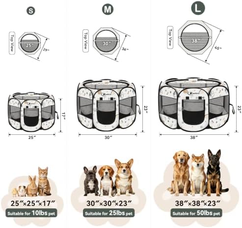 Siedihit Dog Playpen Indoor Outdoor for Puppy Pet Crate Tent(Cute, Small) - Image 2