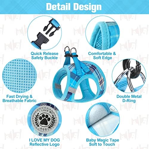 BEAUTYZOO Small Dog Harness and Leash Set,No Pull Puppy Pet Vest- Blue, XXS - Image 3