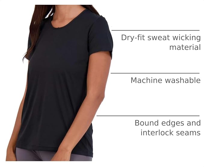 5 Pack Women's Dry Fit Short Sleeve Athletic Gym Workout Running Tops | Available in Plus Size, Exercise, Sports, Fitness, Quick Dry, Cooling, Moisture Wicking, Loose Basic Tees, Yoga, Pilates - Image 4