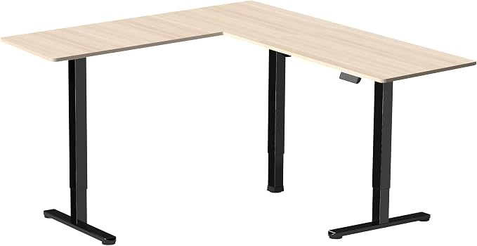 VIVO Light Wood 63 x 55 in Corner Standing Desk, DESK-E3CTBC | Electric, Reversible L-Shaped Table, Sit Stand, Height Adjustable, Memory Controller, Office Furniture Sets, Black Frame - Image 9