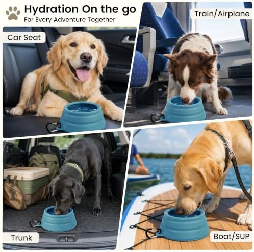 OHMO Spill Proof Collapsible Dog Bowl, 34oz Portable Dog Water Bowl - Image 3
