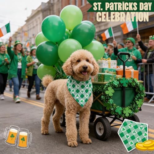 St Patricks Day Dog Bandanas Plaid Shamrock 3 Leaves - Pet Scarf with Adjustable Snap Button Cute Lucky Holiday Costumes for Irish Festivals, Large & Giant Breeds (75lbs+) - Image 2