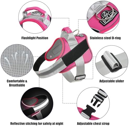 Bolux Dog Harness, No-Pull Reflective Dog Vest, Breathable Adjustable Pet Harness with Handle for Outdoor Walking - No More Pulling, Tugging or Choking (Fuchsia, Medium (Pack of 1)) - Image 2