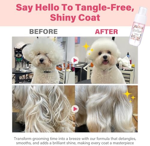 Dog Detangler & Dematting Spray - Leave-in Conditioner, Classic Powdery Scent | Infused with Coconut Oil, Jojoba Oil, and Squalane for Easy, Tangle-Free Grooming - 3.38 fl. oz - Image 3