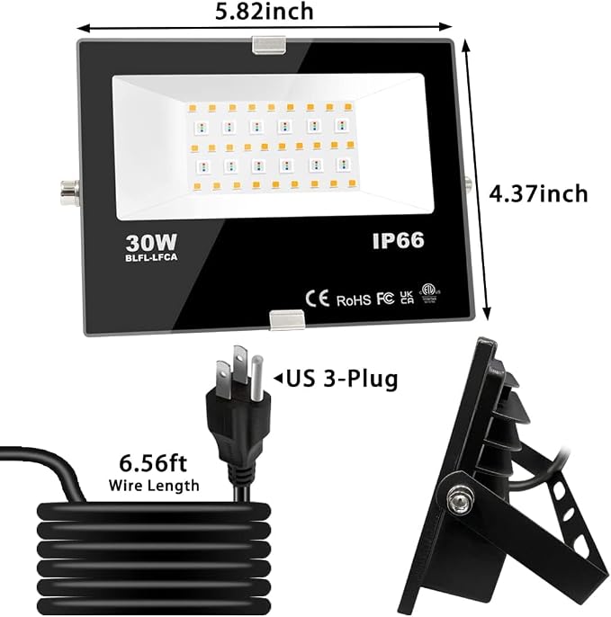 Led Flood Light 30W, 300W Equivalent 3000 LM Outdoor Color Changing Led Stage Landscape Lights, Bluetooth RGBW Smart Floodlights 2700K & 16 Million Colors&Timing& Music Sync, IP66，US 3-Plug (2 Pack) - Image 9