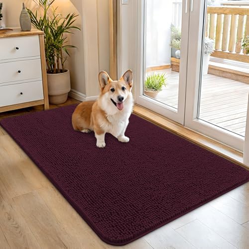 OLANLY Dog Door Mat for Muddy Paws 45x27, Super Absorbent Chenille Mud Mat by OLANLY