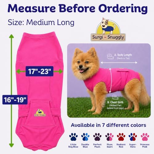 Surgi Snuggly Dog Surgery Recovery Suit, Cone Alternative, Spay/Neuter ML - Image 6