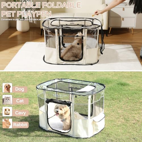 XRG Foldable Dog Playpen with pad，Indoor Cat Kennel L(35.4"x27.6"x23.6") - Image 4