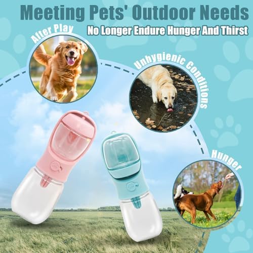 Bestac Portable 2-in-1 Pet Food & Water Feeder Leak-Proof Travel Bowl, Hiking & Walking Pet Water Dispenser (Pink, 350) - Image 4