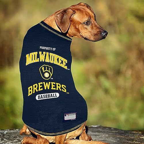 MLB Milwaukee Brewers Dog T-Shirt Extra Small. - Licensed Shirt for Pets Team Colored with Team Logos- Premium Stretchable Materials for The Comfort of Your Dog & Cat - Image 2
