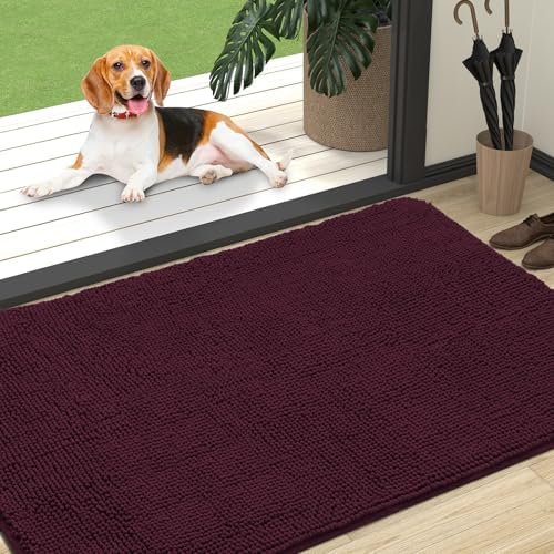 OLANLY Dog Door Mat for Muddy Paws 47x32, Super Absorbent Chenille Mud Mat by OLANLY