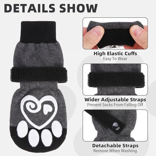 KOOLTAIL Dog Socks for Hot/Cold Pavement to Prevent Licking Paws,Dog Boots&Paw Protector for Hardwood Floors Anti Slip,Traction Control Booties for Small Medium Large Senior Dogs,XS - Image 3