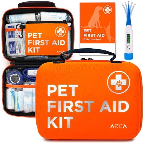ARCA PET Cat & Dog First Aid Kit for Car - Pet Emergency Kit for Home Office Travel – Dog Camping Essentials with Muzzle & Mini First Aid Pouch by ARCAPET