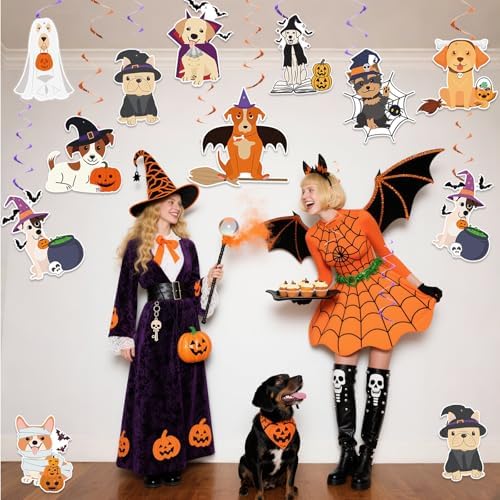 Halloween Dog Party Decorations Dog Ghost Hanging Swirl Ceiling Decor for Halloween Pet Party, Puppy Ghost Hanging Decoration for Indoor Home Room Supplies - Image 4