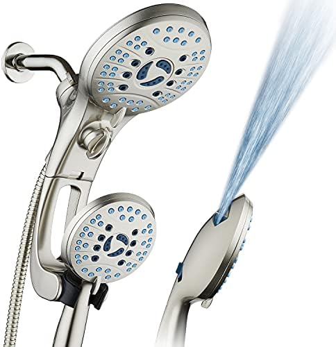 AquaCare 50-mode High Pressure Shower Head Combo with Arm & Dual Power Wash by HotelSpa