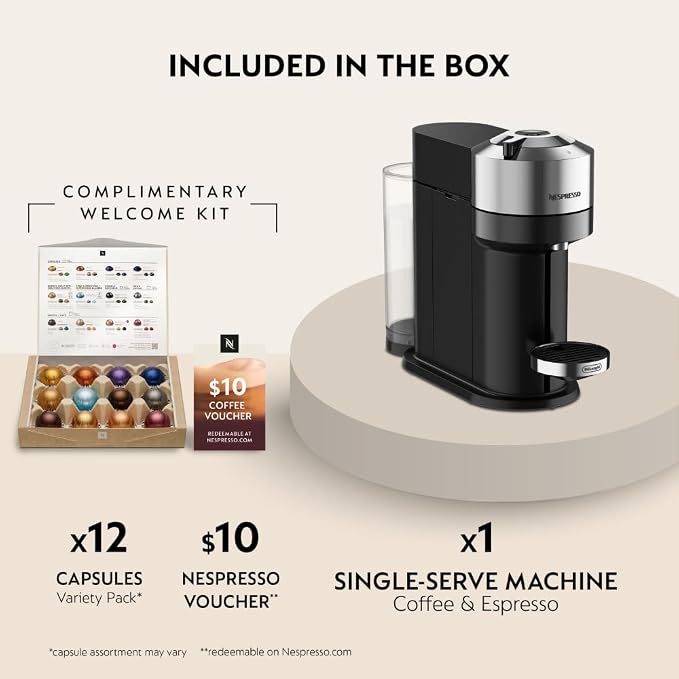 Nespresso Vertuo Next Deluxe Coffee & Espresso Maker by De'Longhi | Brews 6 cup sizes including 5, 8, 12 and 18 oz. Slim, sustainable design with over 40 Vertuo coffee blends to explore. - Image 3