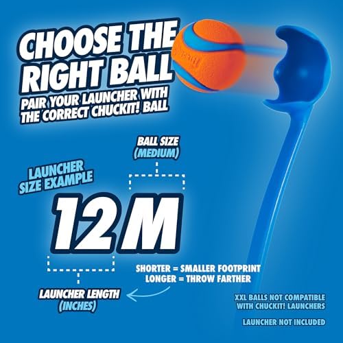 Chuckit! Dog Ball Launcher 12M Sport with 12" Handle Length for Medium 2.5" Dog Balls for Dogs 20-60 lb, Plastic Pet Fetch Ball Thrower, Perfect to Kids, Made in USA, Blue, 12in (Pack of 12) - Image 5