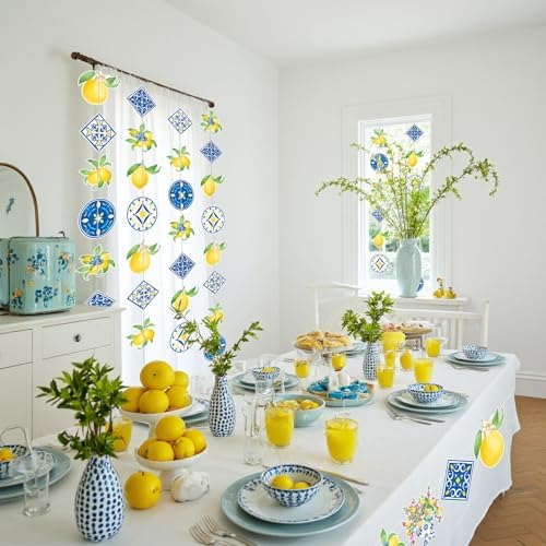 Capri Lemon Tile Banner Decorations Mediterranean Blue Yellow Amalfi Coast Party Decor for Italian Summer Wedding, Birthday, Bachelorette, Bridal Shower, Fiesta Supplies - Image 7