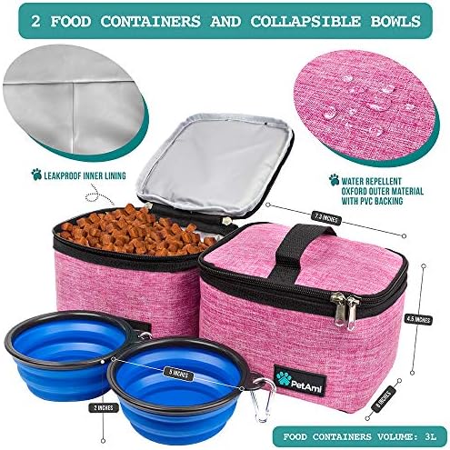 PetAmi Dog Travel Bag Organizer, Pet Supplies Tote Diaper Bag, Pink Medium - Image 3