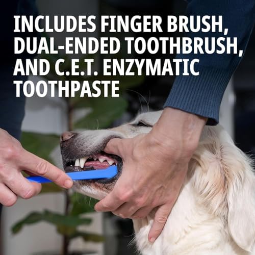 Virbac C.E.T.® Oral Hygiene Kit for Dogs | Poultry-Flavor Toothpaste | Fingerbrush and Pet Toothbrush,(Pack of 2) - Image 7