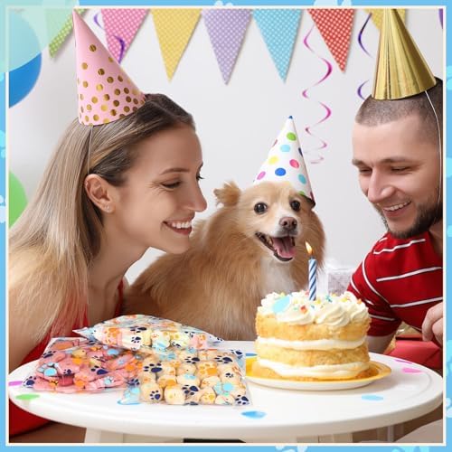 Pasimy 200 Pcs Dog Paw Treat Bags, Clear Self Adhesive Blue Orange - Image 5
