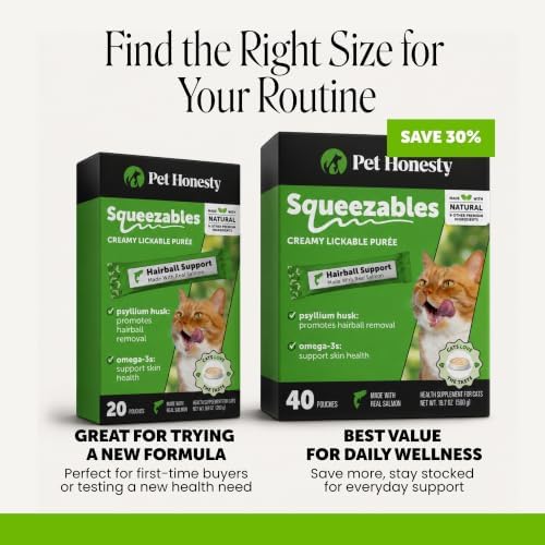 Pet Honesty Vet Backed Hairball Remedy Lickable Puree, Salmon, 40 Ct - Image 6