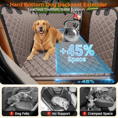 URPOWER Hard Bottom Dog Car Seat Cover, Back Seat Extender XL - for Full Size Crew Cab Trucks Khaki - Image 2