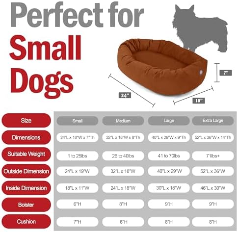 Majestic Pet Suede Shredded Memory Foam Mix Calming Dog Bed Washable - Cozy Soft Round Dog Bed with Spine for Head Support - Fluffy Donut Dog Bed, 24 Inch, Rust - Image 3
