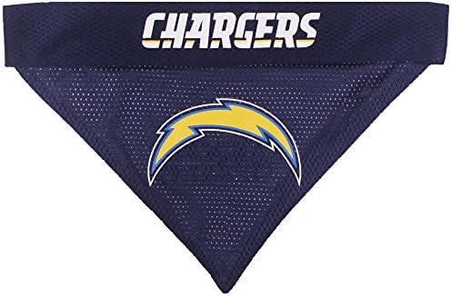 NFL DOG BANDANA - LOS ANGELES CHARGERS REVERSIBLE PET BANDANA. 2 Sided Sports Bandana with a PREMIUM Embroidery TEAM LOGO, Large/X-Large. - 2 Sizes & 32 NFL Teams available - Image 3
