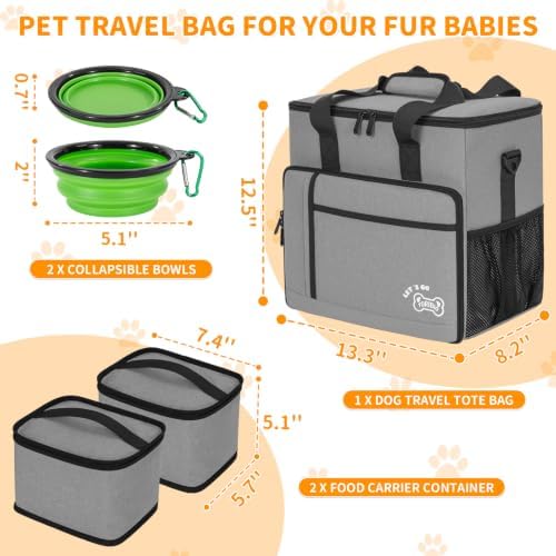 TORIBIO Large Dog Travel Bag for Supplies with Food Bowl - Image 6