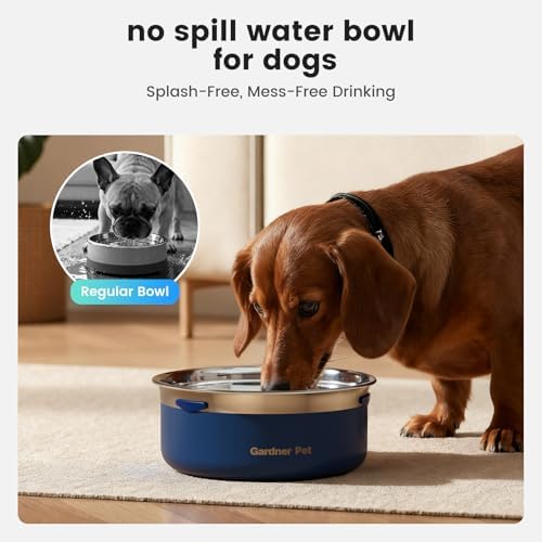 Gardner Pet Slow Water Bowl for Dogs, Stainless Steel Dog Water Bowl, 2L - Image 4