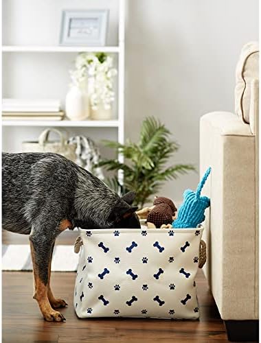 Bone Dry Pet Storage Collection Paw and Bone Print, Small Rectangle, 14x8x9", Nautical Blue - Image 6