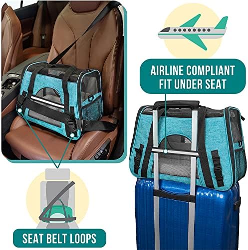 PetAmi Airline Approved Pet Carrier for Cats Small Dogs, Large Heather Blue - Image 6
