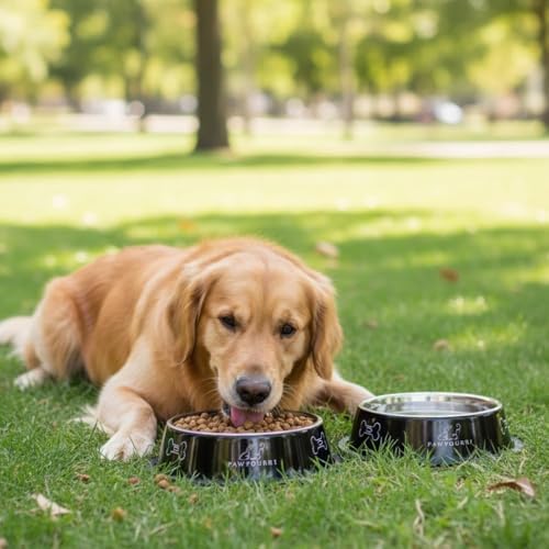 Stainless Steel Dog Bowl Pack of 2, Food & Water Bowl for Dogs, Durable Dog Feeding Bowl, Bowls for Medium Dogs, Easy to Clean, Anti-Skid Pet Bowl 24 oz (Black & Blue) - Image 5