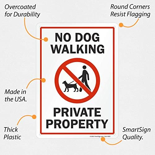 SmartSign "No Dog Walking - Private Property" Sign | 10" x 14" Plastic - Image 2