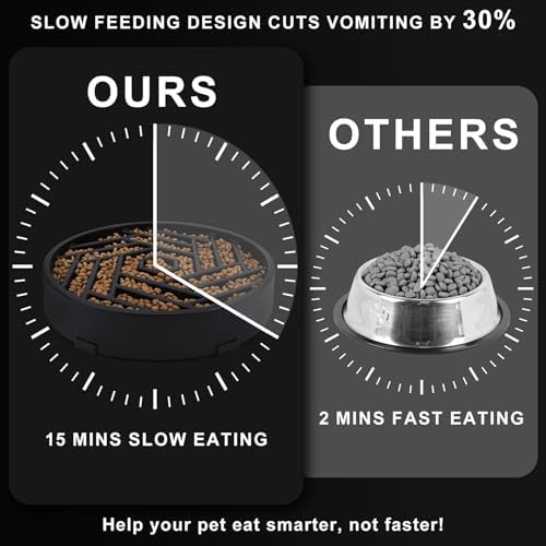 TOBYTO Slow Feeder Dog Bowls Large Medium Breed,Anti-Choking Slow Eating Dog Food Bowl,Non Slip Pet Slower Food Feeding Bowls Large Puzzle Slow Feeder Bloat Stop Maze Dog Dishes,Black - Image 4