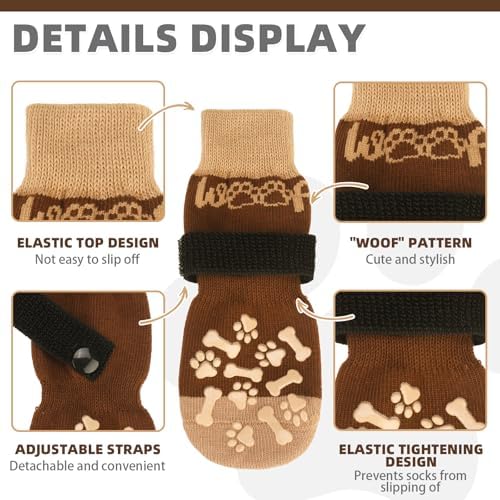 KOOLTAIL Dog Socks Shoes for Hot Pavement to Prevent Licking Paws, Winter Dog Boots & Paw Protector for Hardwood Floors Anti Slip,Traction Control Grip Booties for Small Medium Large Senior Dogs, SM - Image 2