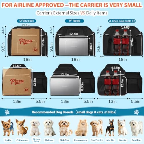 Petskd Top and Side Expandable Small Pet Carrier Airline Approved, Black - Image 4