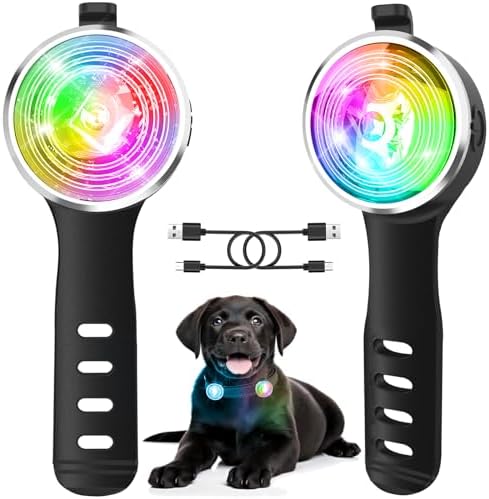 Tubasion 3-Pack Dog Lights for Night Walking, Upgraded 8 Modes Rechargeable Dog Collar Lights for Nighttime Clip On, IPX6 Waterproof and Silicon Band Safety Light for Collars by Tubasion
