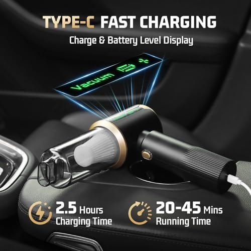 Cordless Car Vacuum Cleaner: 7-in-1 & 16000Pa Suction - Pitch-Black - Image 3