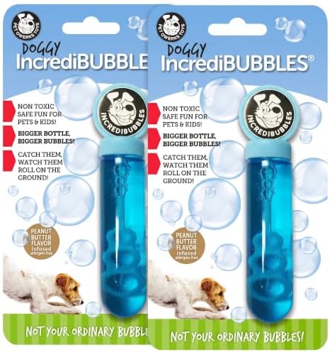 Pet Qwerks Incredibubbles Interactive Pet Toys - Long Lasting Edible Bubbles for Dogs & Cats - Peanut Butter Flavor - 38 ML, All Breed Sizes (Pack of 2) by PetQwerks